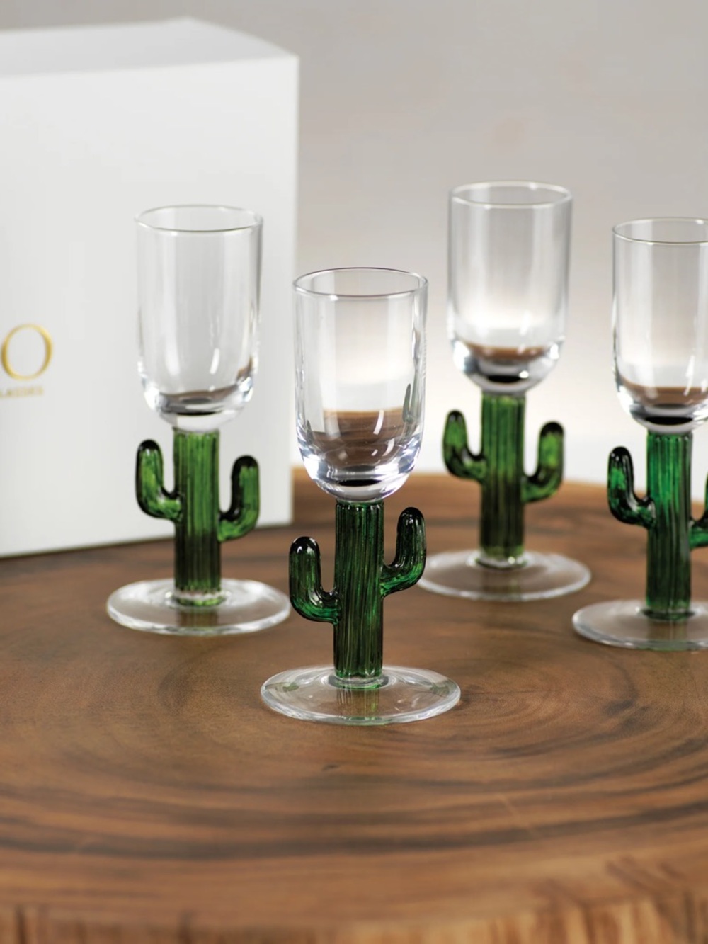 New Green Cactus Stem Shot Glasses - Set of 4 - Picture 2 of 6